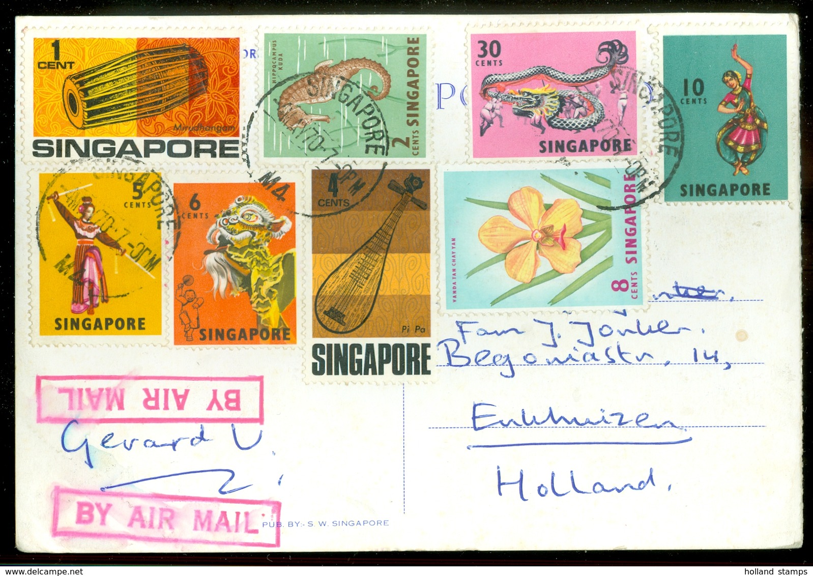 POSTKAART Uit 1970 Van SINGAPORE Naar ENKHUIZEN  (11.550) - Singapore (1959-...)