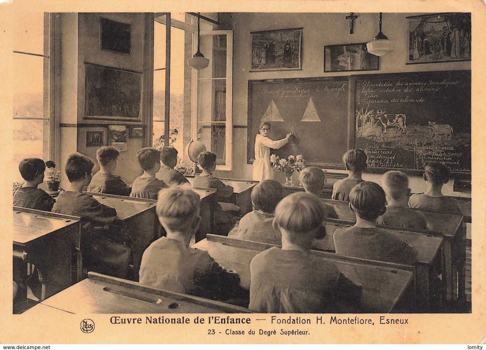 Belgique Esneux Fondation H. Montefiore Classe Du Degré Supérieur Leçon Geometrie  CPSM GF Oeuvre Natonale De L' Enfance - Esneux