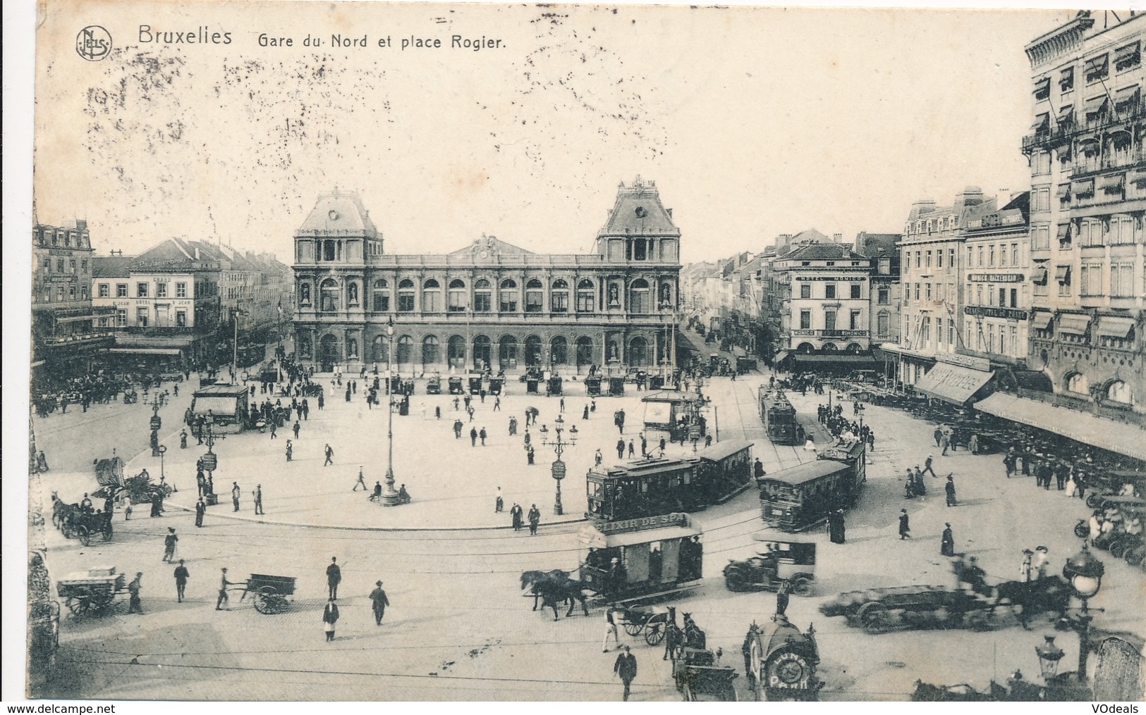 CPA - Belgique - Brussels - Bruxelles - Gare Du Nord Et Place Rogier - Chemins De Fer, Gares