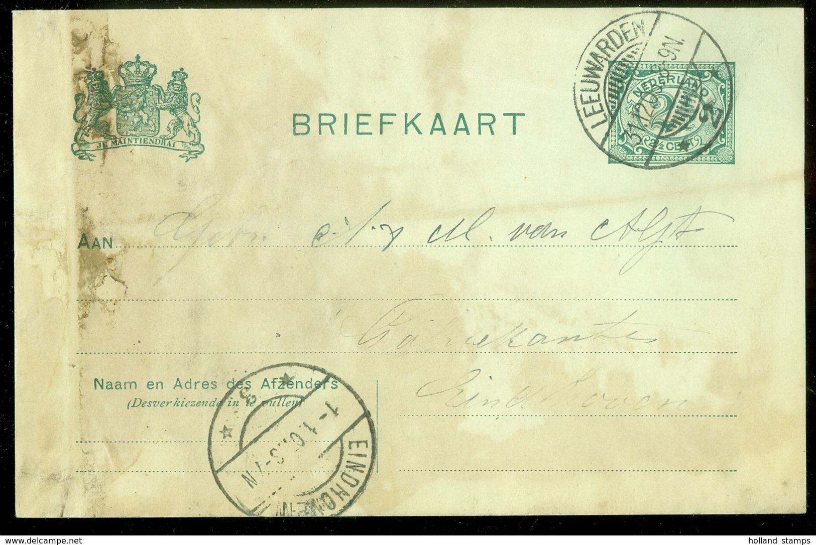 HANDGESCHREVEN BRIEFKAART Uit 1906 Van LEEUWARDEN Naar EINDHOVEN (11.550i) - Brieven En Documenten