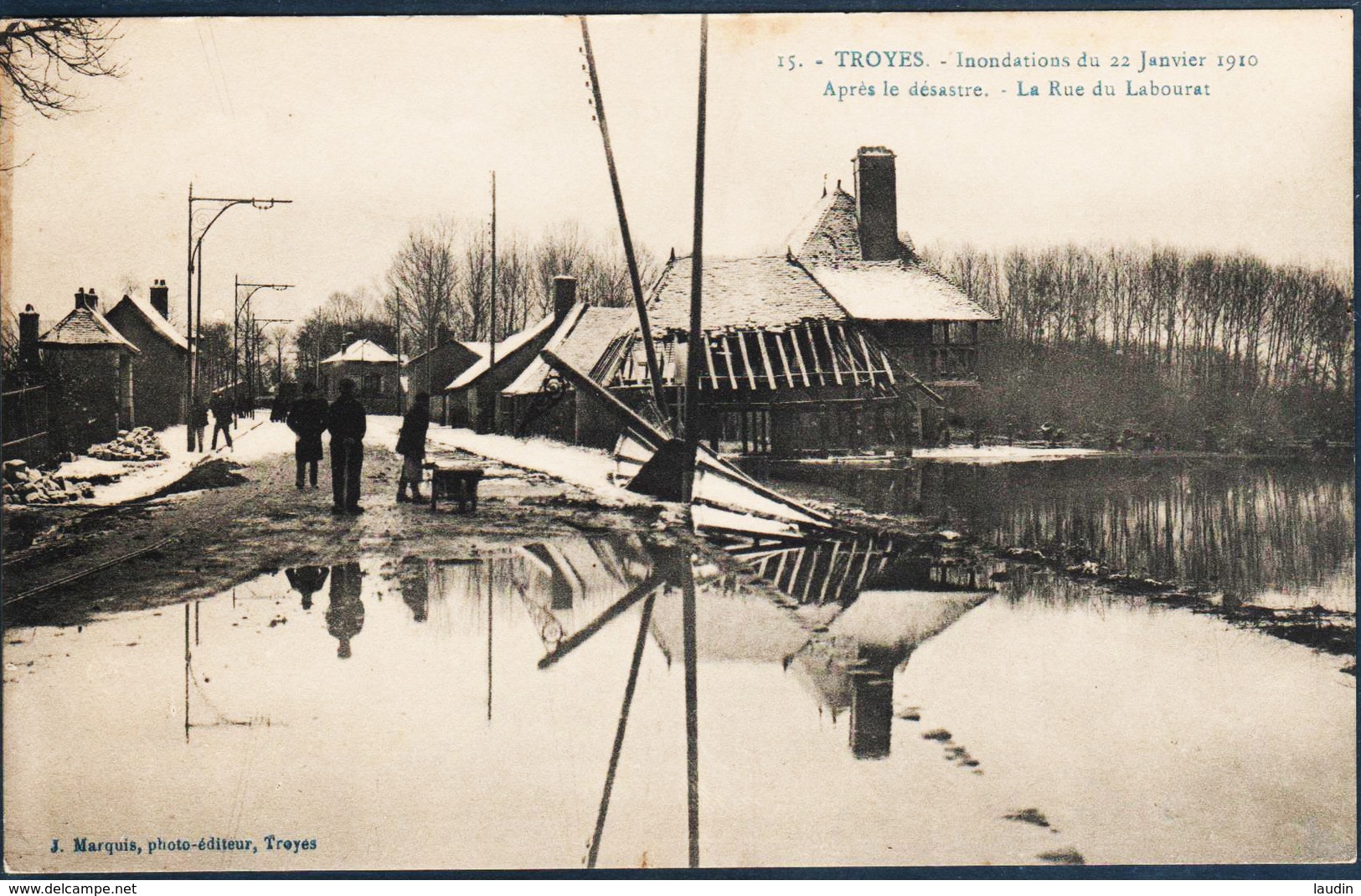 Troyes , Inondations Du 22 Janvier 1910 , La Rue Du Labouret Après Le Désastre , Animé - Troyes