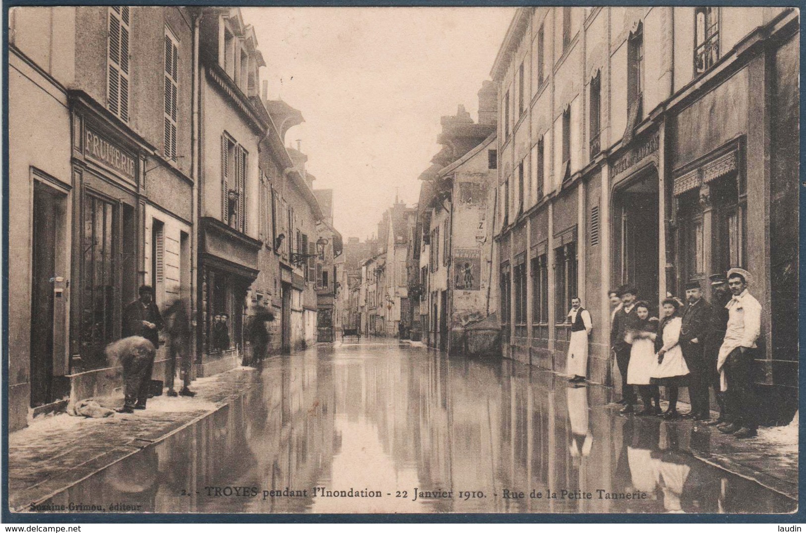 Troyes , Inondations Du 22 Janvier 1910 , Rue De La Petite Tannerie , Animée - Troyes