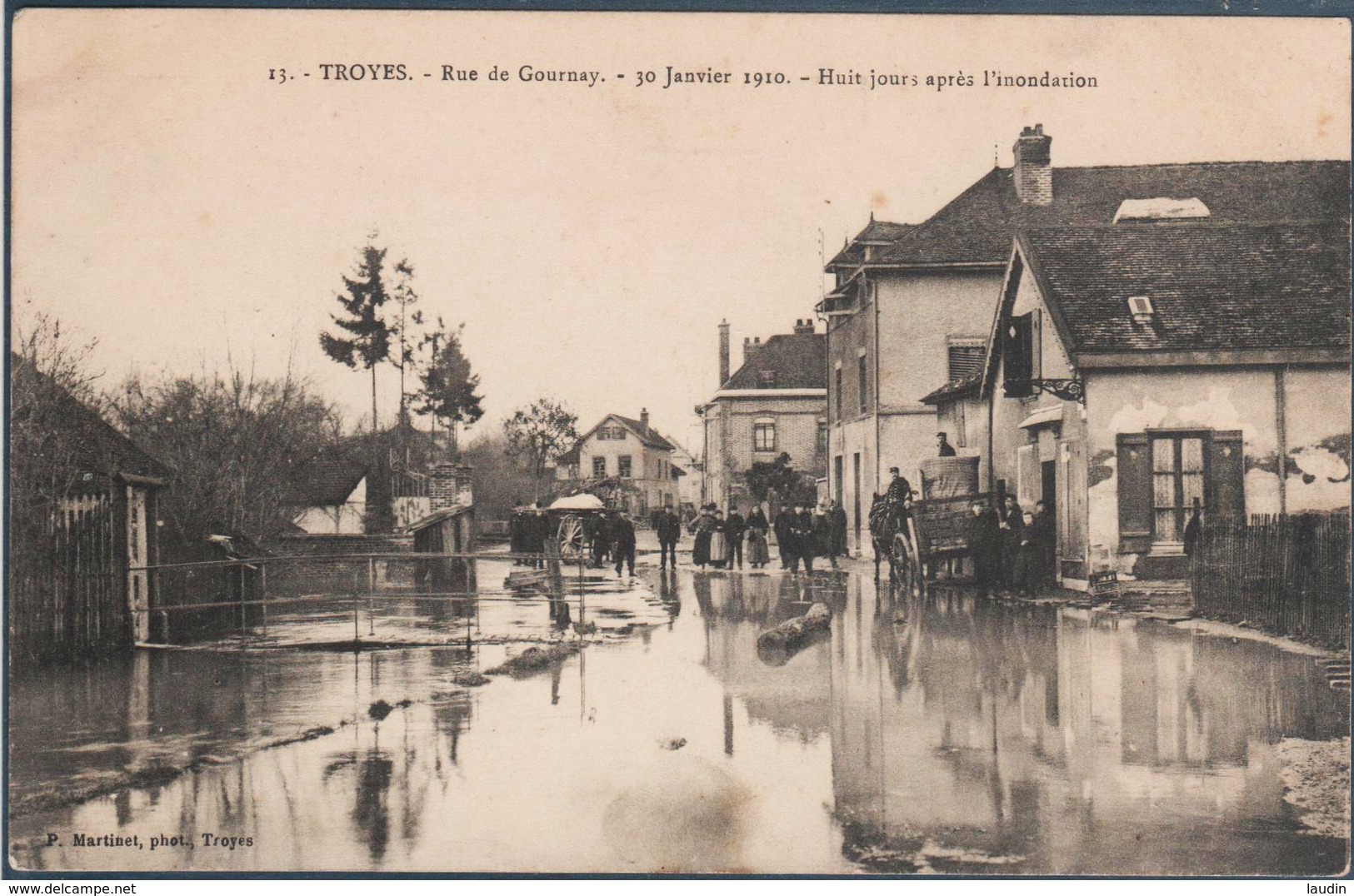 Troyes , Rue De Gournay , 30 Janvier 1910 , Huit Jours Après L'inondation , Animée - Troyes