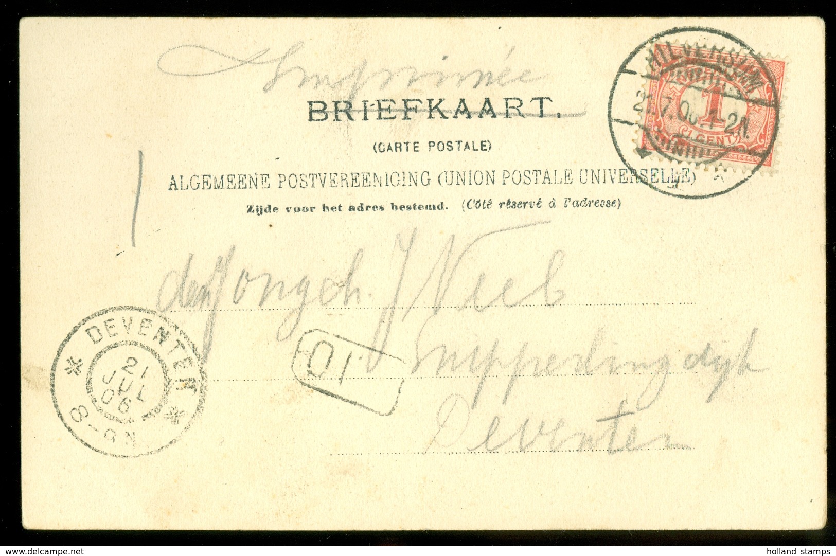 POSTKAART Uit 1906 Van HILVERSUM Naar DEVENTER * NVPH 51  (11.550n) - Brieven En Documenten