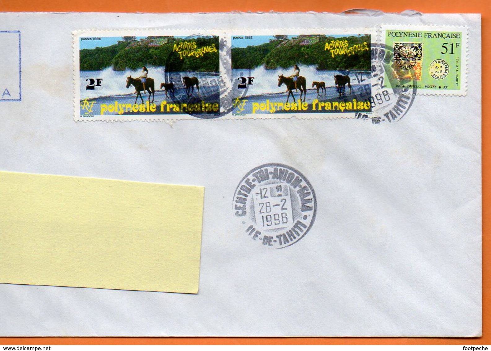 CENTRE TRI AVION  O.P. T. TAHITI 1998 Lettre Entière 110x220 N° OO 119 - Lettres & Documents