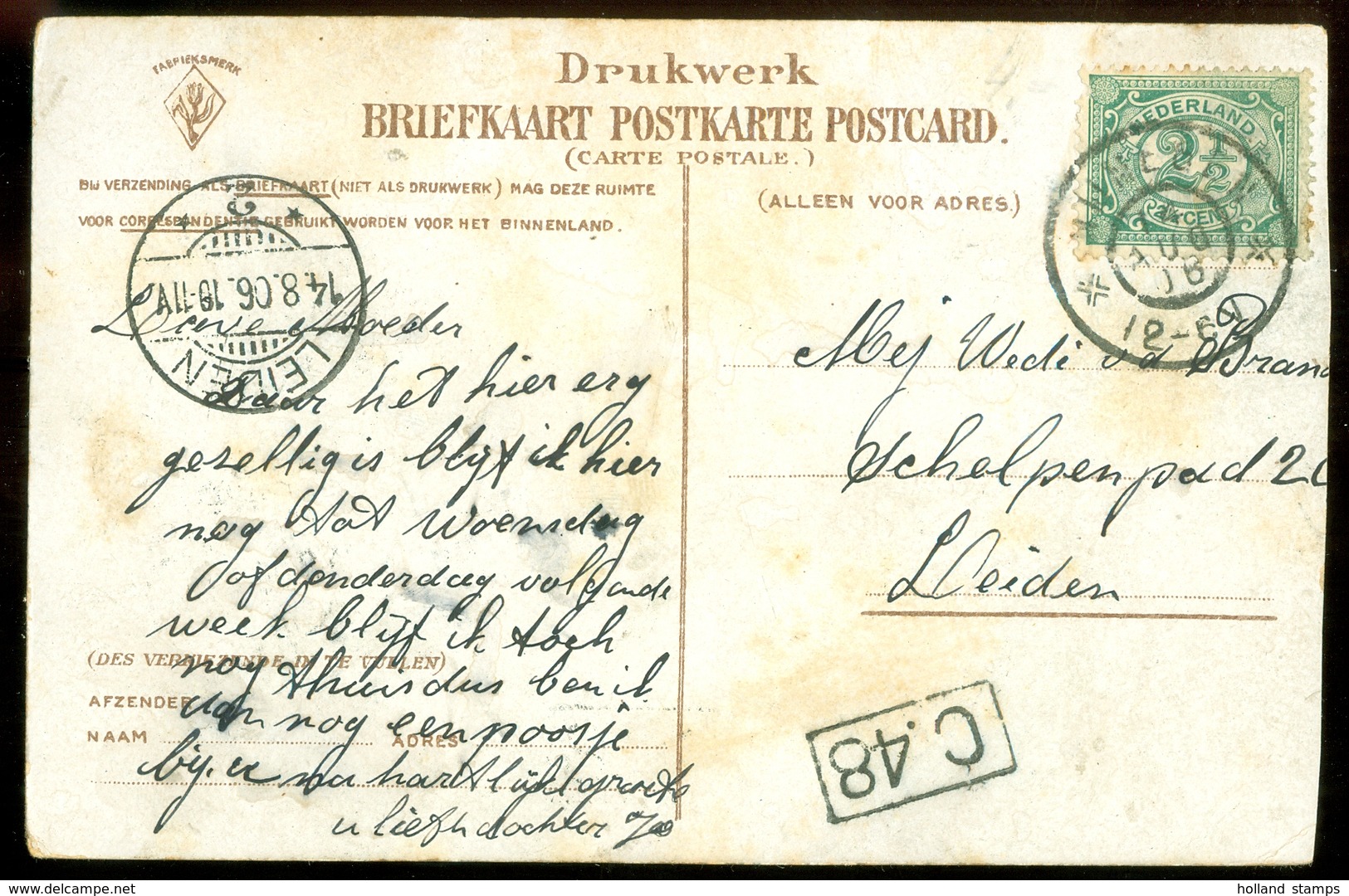 HANDGESCHREVEN BRIEFKAART Uit 1906 Van NIJMEGEN Naar LEIDEN * NVPH 55 (11.551b) - Brieven En Documenten