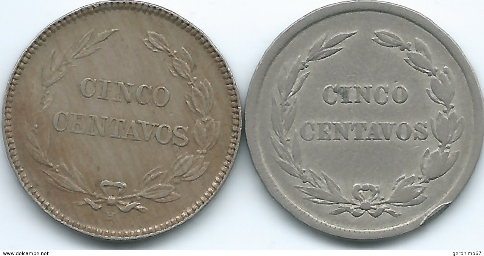 Ecuador - 5 Centavos - 1908 H (KM60.1) & 1918 (KM60.2) - Scarce - Ecuador