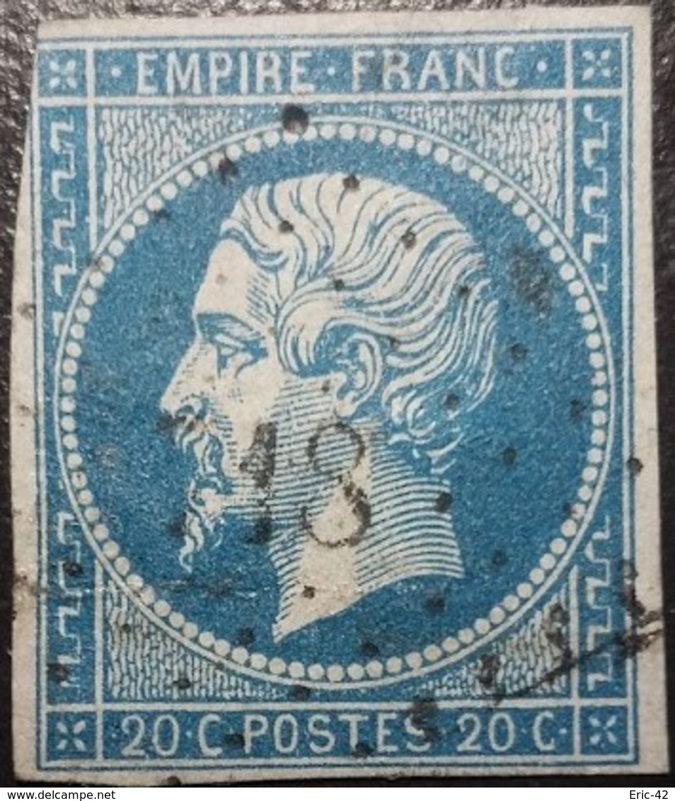 FRANCE Y&T N°14A Napoléon 20c Bleu. Oblitéré Losange PC. N°718 Champignelles - 1853-1860 Napoléon III