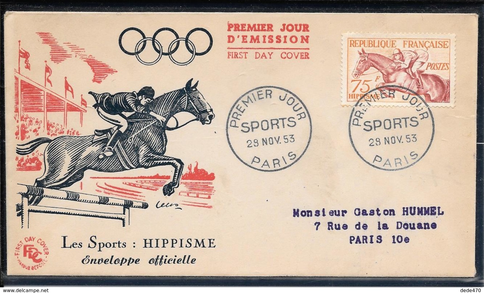 FDC 1953 - 960 à 965 Sport En L'honneur Des Médaillés Français Aux J.O. D'Helsinski - 1950-1959