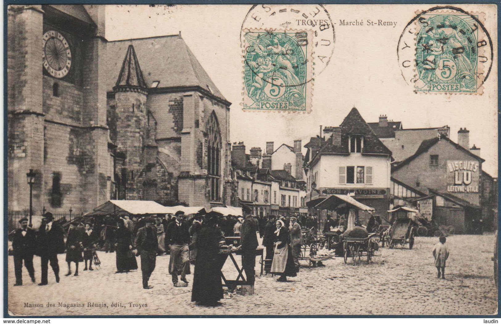 Troyes , Marché Saint Remy , Publicité " Biscuits Lu " , Animée - Troyes