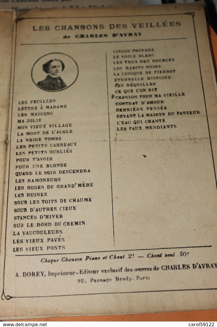 Partitions De " Mon Vieux Villages + Les Ramiers + La Priére D'une Vierge" - Partitions Musicales Anciennes