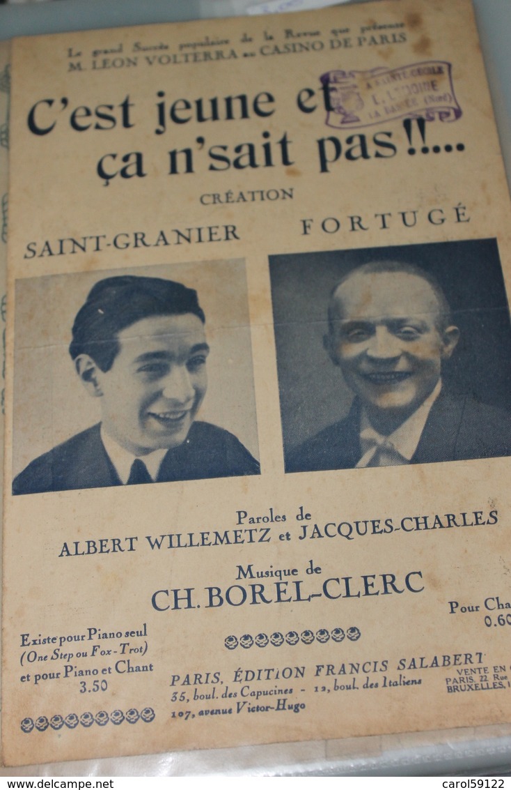 Partition De "C'est Jeunes Et ça Ne Sait Pas" - Partitions Musicales Anciennes