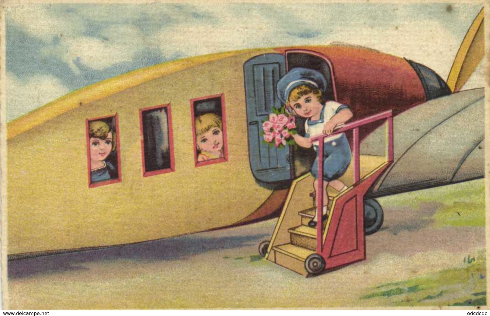 Illustrateur Enfants Dans Un Avion RV - Scènes & Paysages