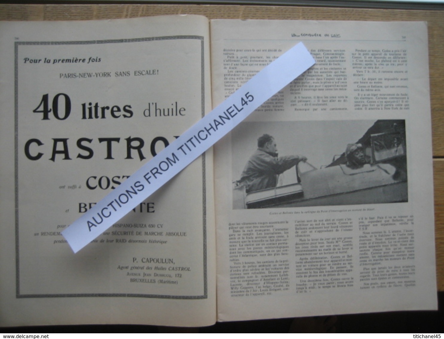 LA CONQUETE DE l'AIR 1930 n°10-COSTES & BELLONTE PARIS-NEW-YORK-Pub. PHILIPS-DORNIER D 1422-Personnel SABENA au CONGO