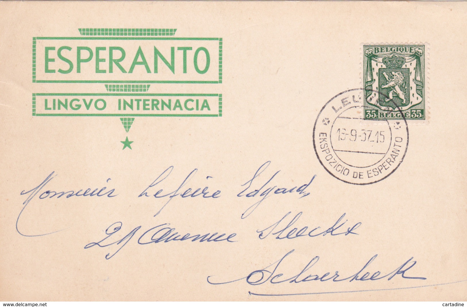 Carte Esperanto - 1937 - Cachet Exposition Esperanto - Esperanto