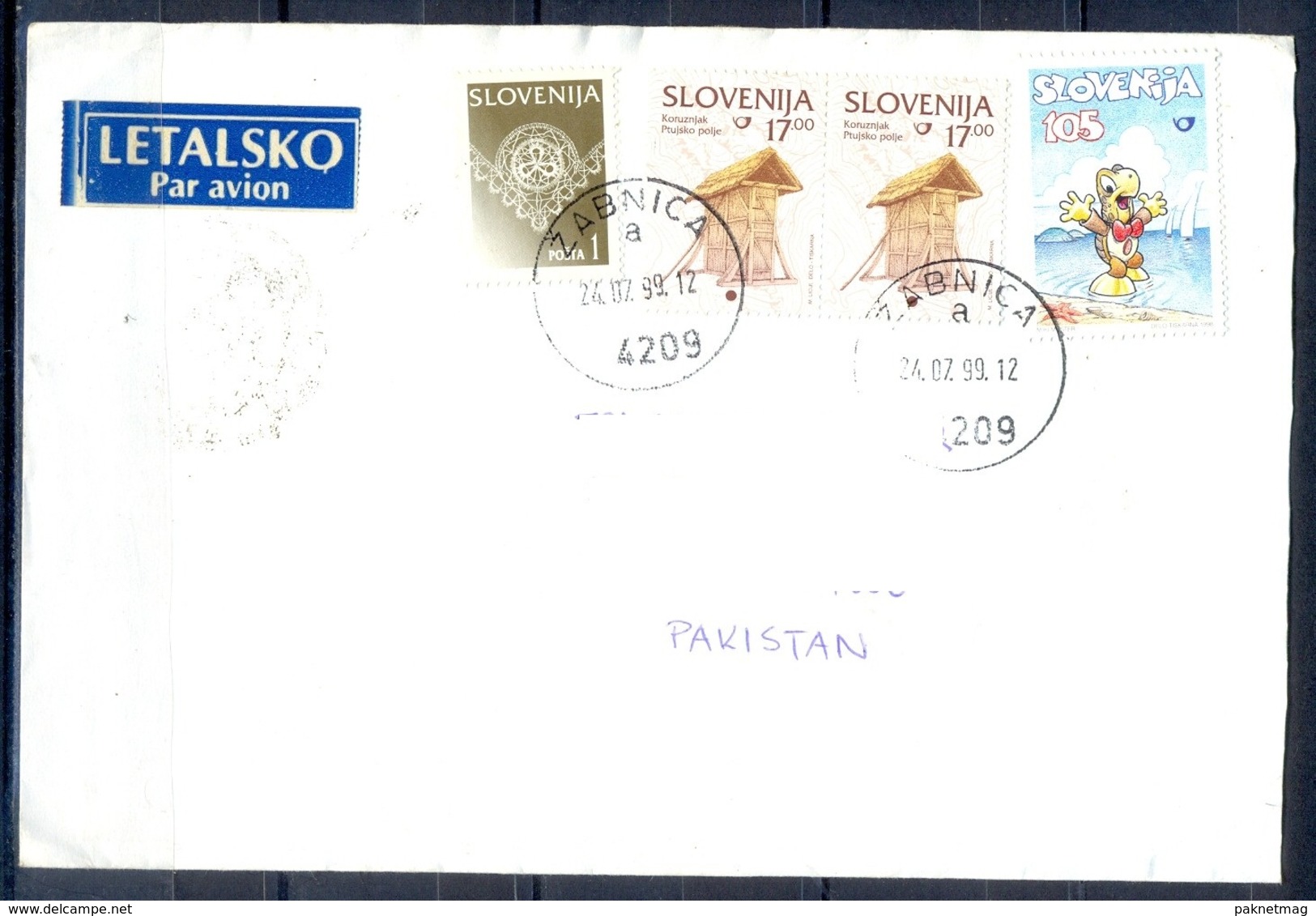 K647- Postal Used Cover. Posted From Slovenija Slovenia To Pakistan.Ship. Cartoon. - Slovenia