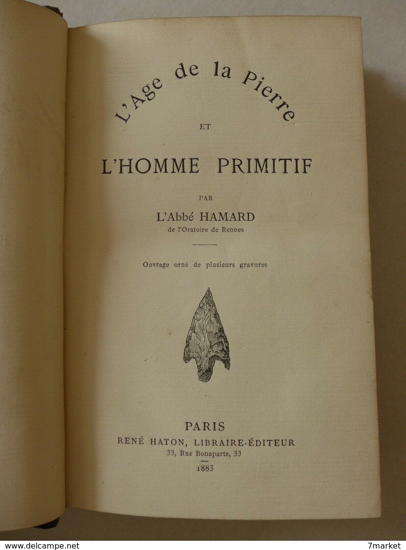 Préhistoire // Abbé Hamard - L'Âge De La Pierre Et L'Homme Primitif  /  1883 - éd. René Haton Libraire - 1801-1900