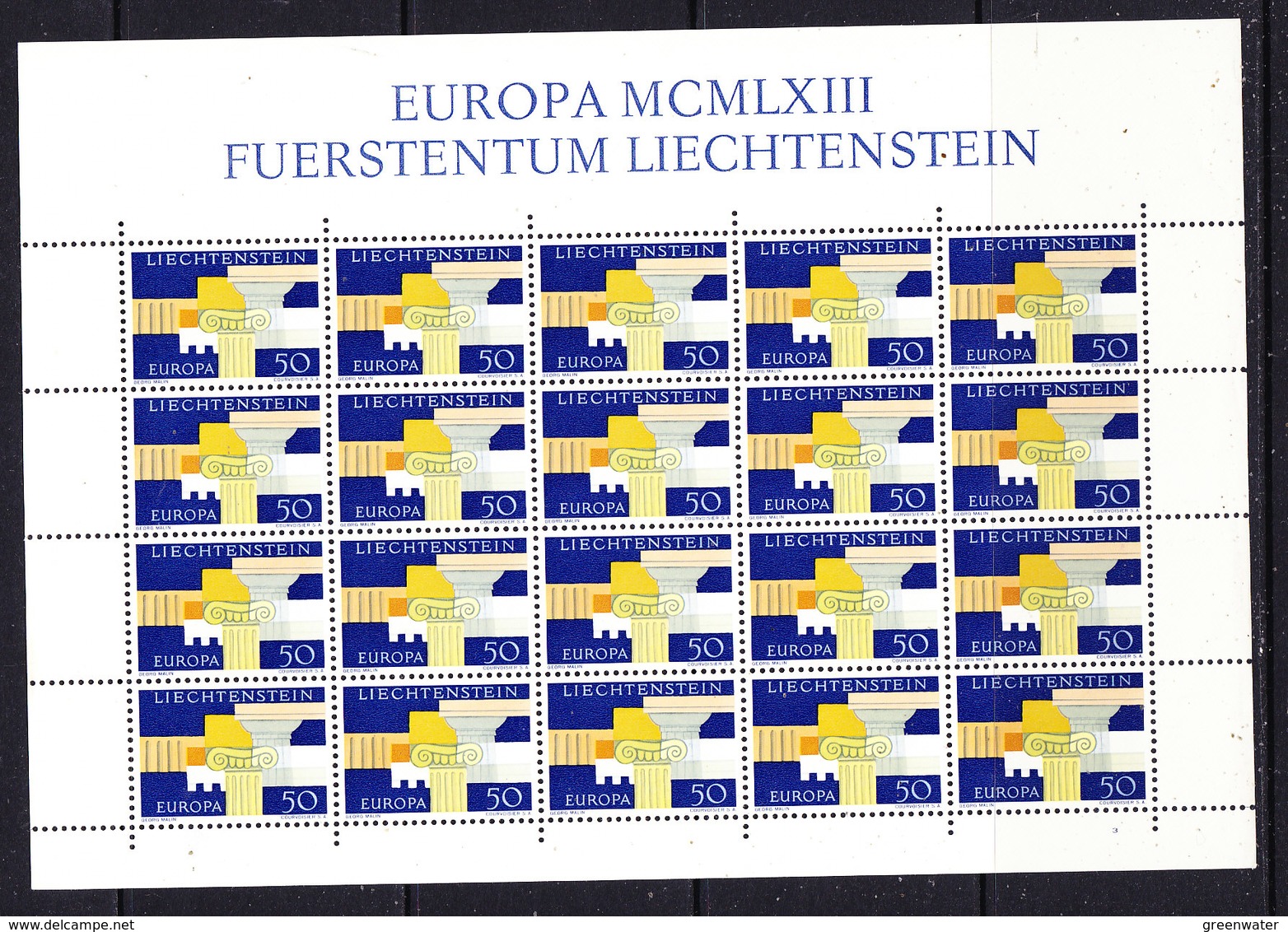 Europa Cept 1963 Liechtenstein 1v Sheetlet ** Mnh (F7758) - 1963