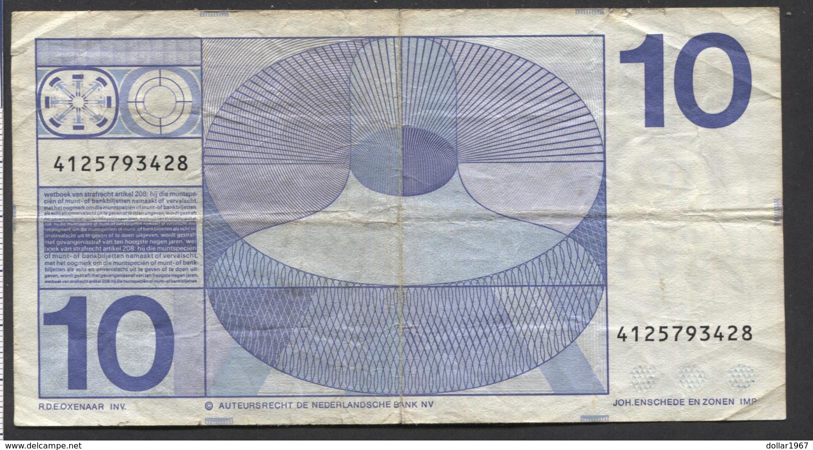 NETHERLANDS 10 GULDEN 1968  - See The 2 Scans For Condition.(Originalscan ) - 10 Gulden