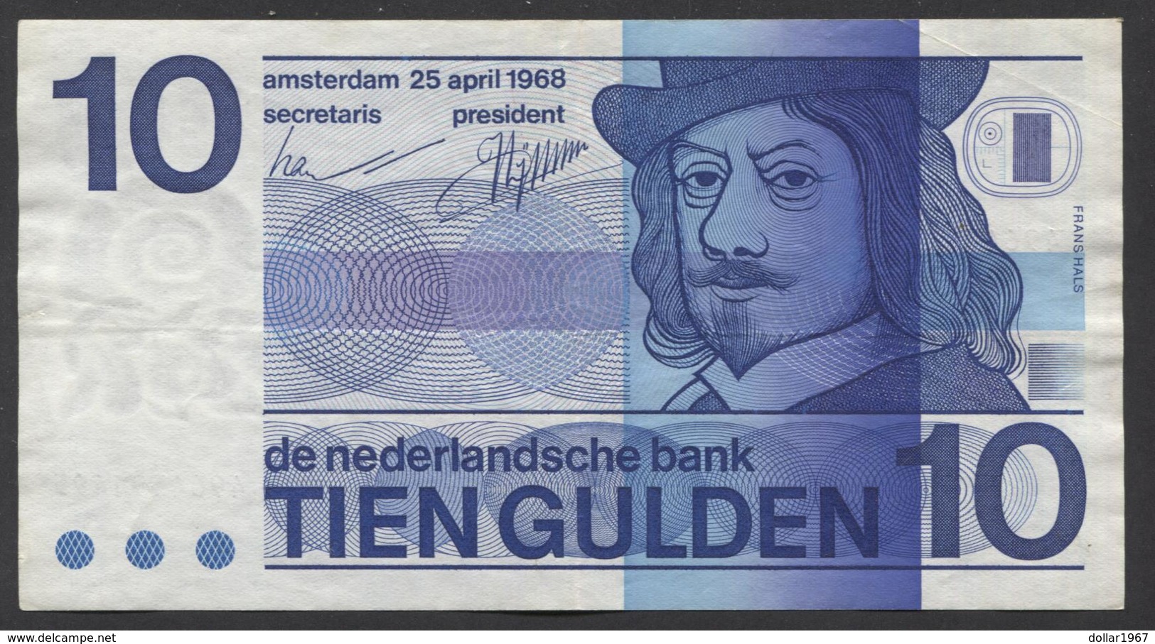NETHERLANDS 10 GULDEN 1968  - See The 2 Scans For Condition.(Originalscan ) - 10 Gulden