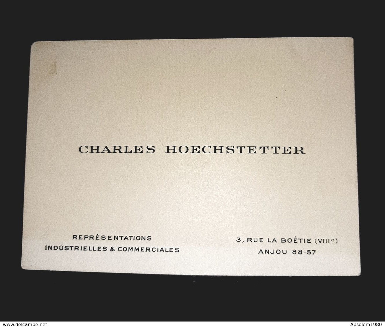 CARTE VISITE ANCIENNE CHARLES HOECHSTETTER REPRESENTATIONS INDUSTRIELLES & COMMERCIALES RUE BOETIE PARIS 8 - Cartes De Visite