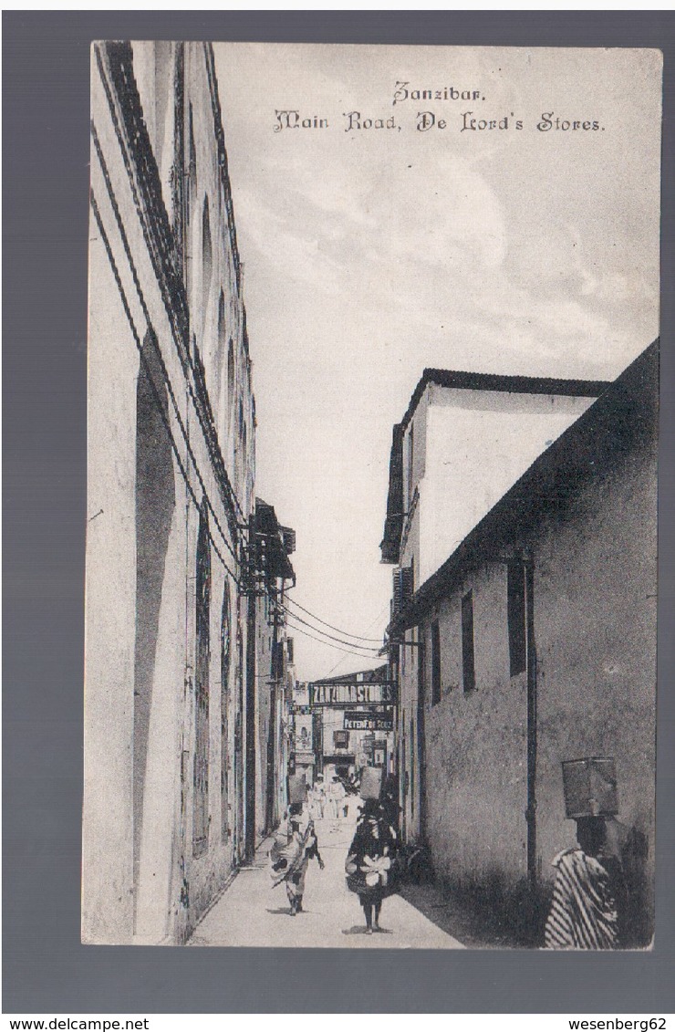 TANZANIA Zanzibar Main Road, De Lord's Stores Ca 1910 OLD POSTCARD - Tanzania