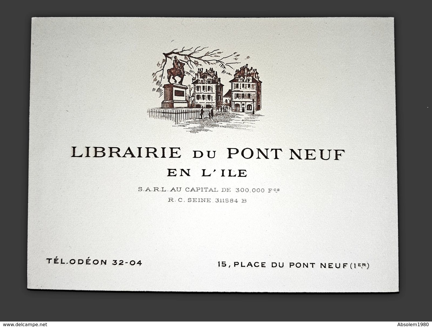 CARTE VISITE ANCIENNE LIBRAIRIE DU PONT NEUF EN L'ILE PLACE DU PONT NEUF PARIS ODEON LIBRAIRE LIVRE ANCIEN COMMERCE - Cartes De Visite