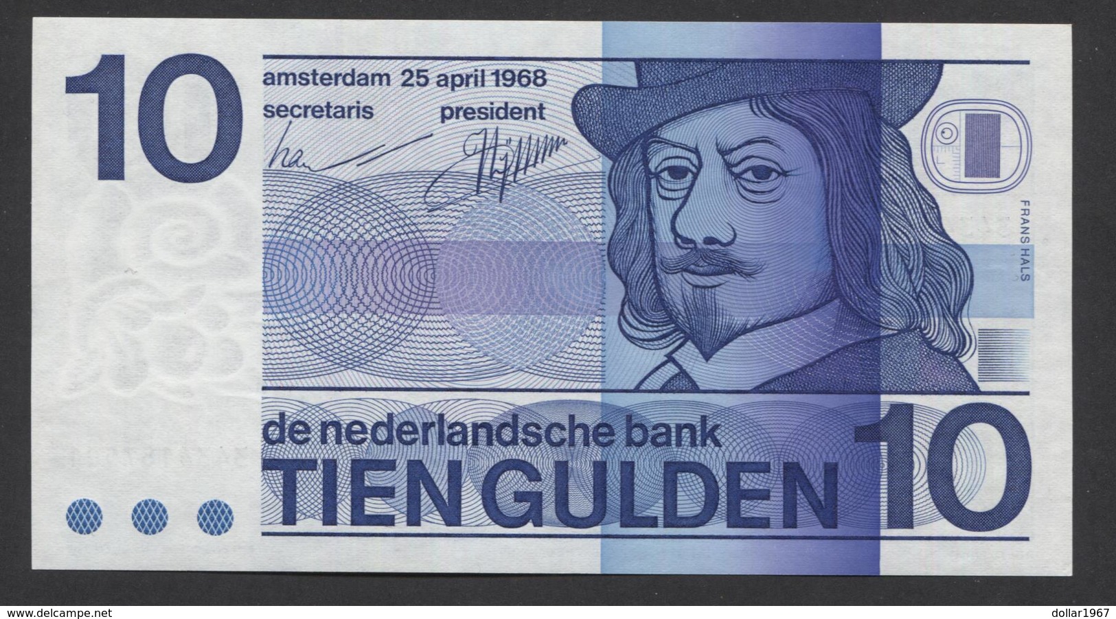 NETHERLANDS  10 GULDEN 1968 @ UNC @ See The 2 Scans For Condition.(Originalscan ) - 10 Florín Holandés (gulden)