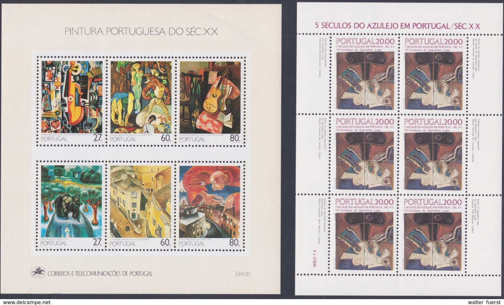 PORTUGAL 1988, "5 Séculos Do Azulejo Em Portugal", + "Pintura Portuguesa", Minisheets Mint Never Hinged - Blocchi & Foglietti