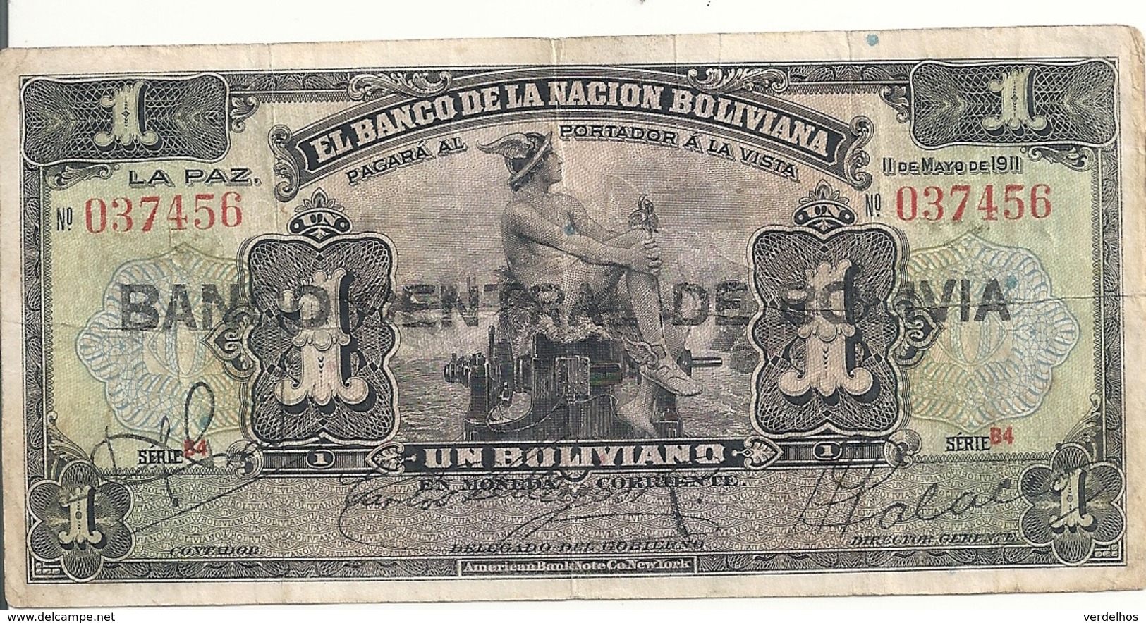 BOLIVIE 1 BOLIVIANO ND1929 VF P 112 - Bolivie