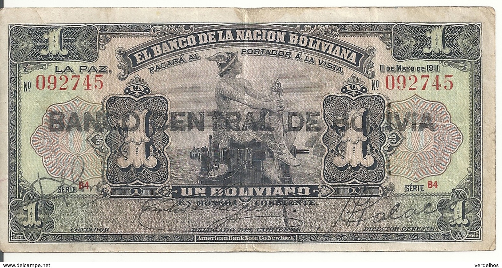 BOLIVIE 1 BOLIVIANO ND1929 VF P 112 - Bolivia