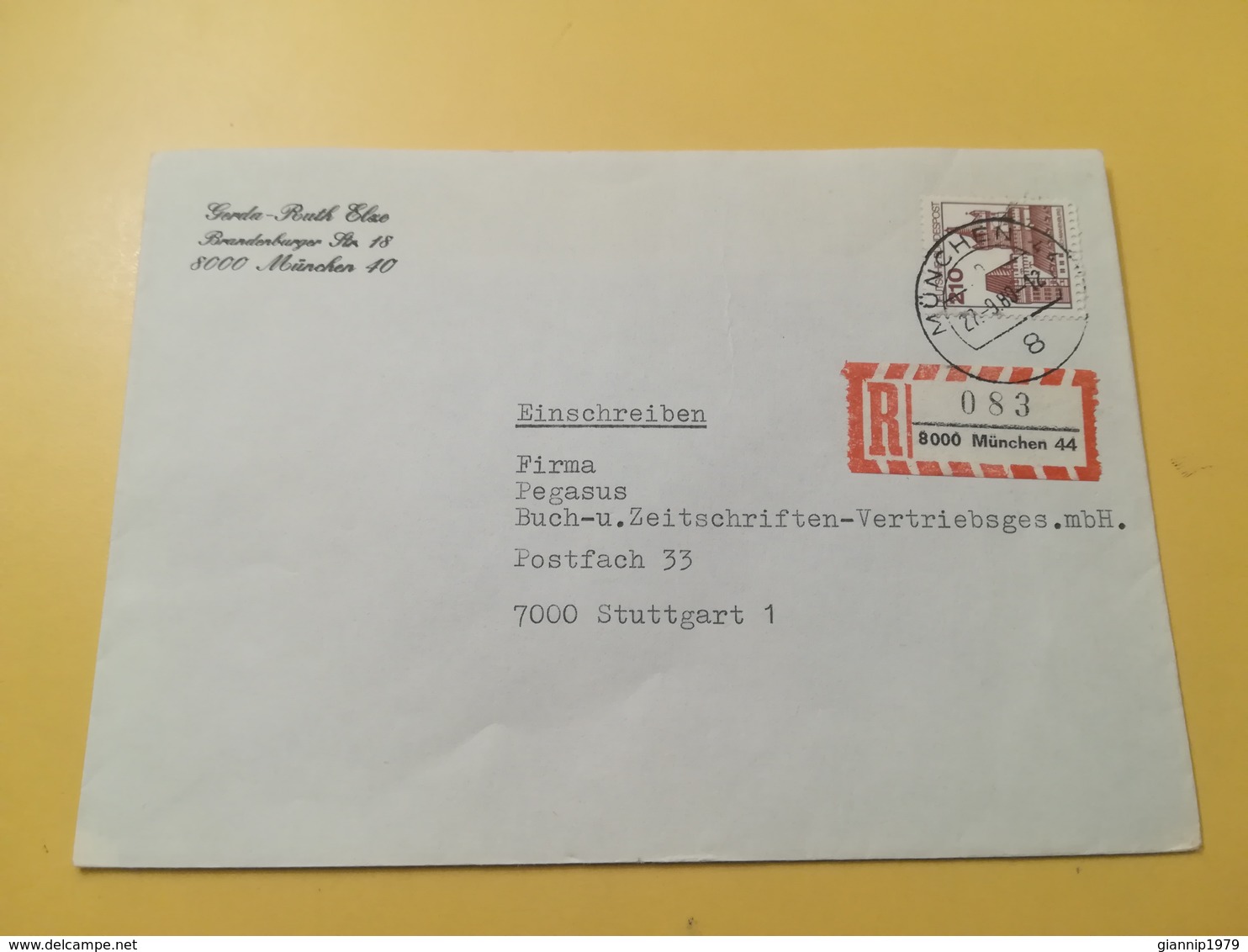1980 BUSTA RACCOMANDATA EINGETRAGEN GERMANIA GERMANY BOLLO CASTELLI 210 ANNULLO MUNCHEN  DEUTSCHE - Briefe U. Dokumente