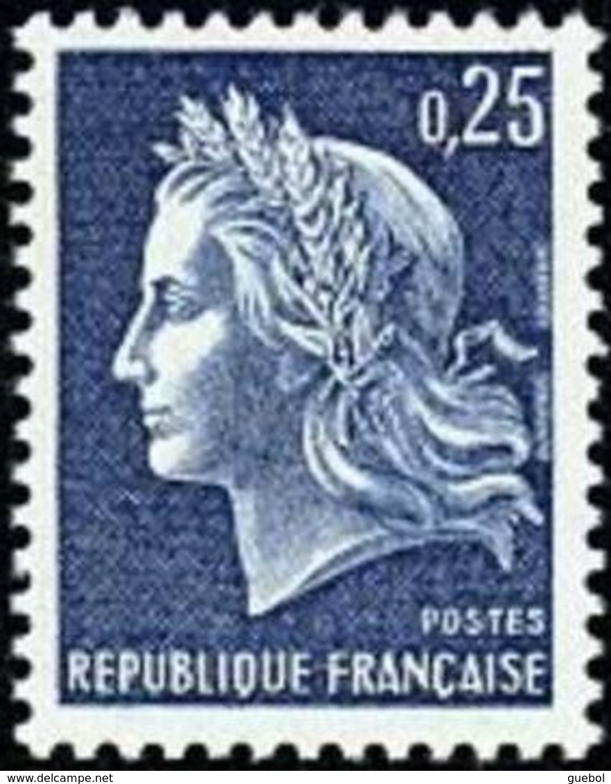 France Marianne De Cheffer N° 1535 ** La République Le 0fr25 Bleu Gravé - 1967-1970 Marianne Of Cheffer