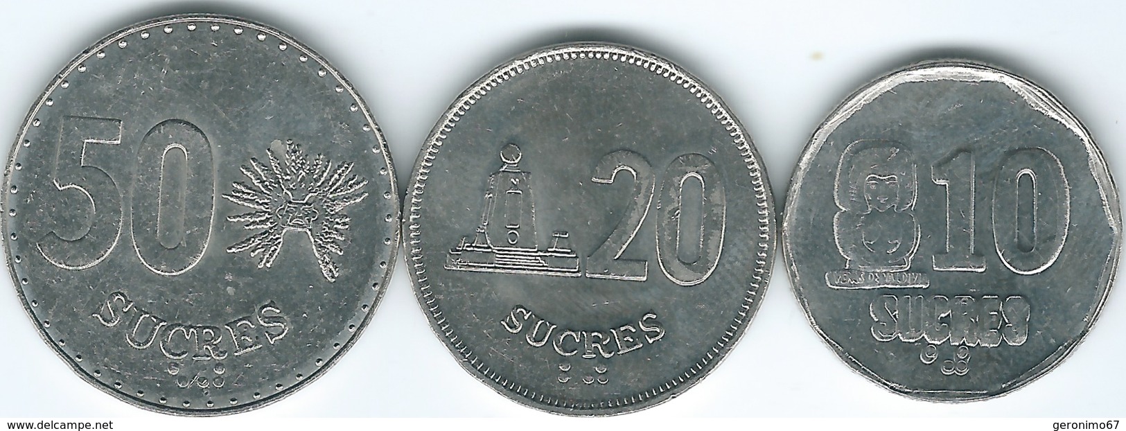 Ecuador - 1991 - 10, 20 & 50 Sucres (KM92.2, KM93.2 & KM94.2) - Equateur