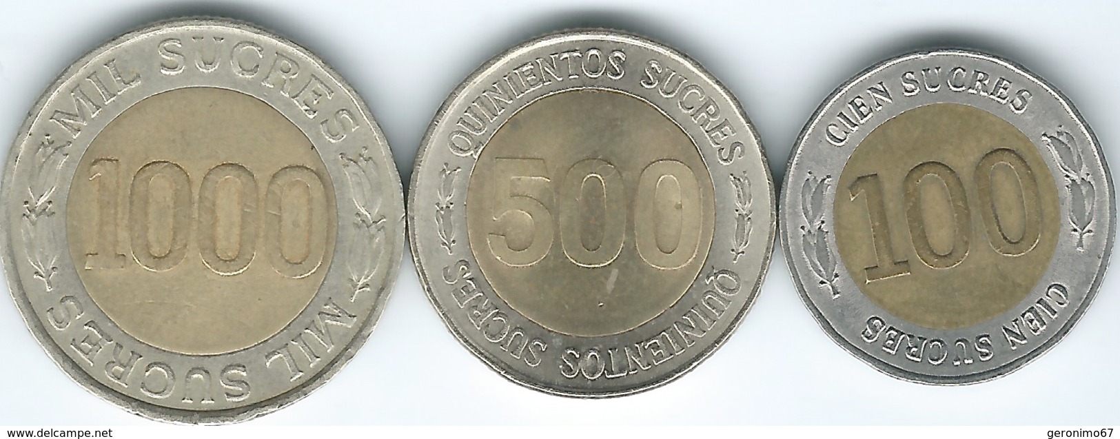 Ecuador - 1997 - 70th Anniversary Of Central Bank - 100, 500 & 1000 Sucres (KMs 101-103) - Ecuador