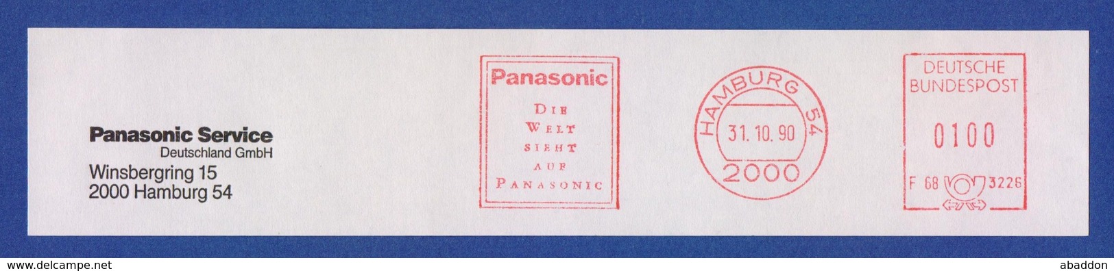 BRD AFS - HAMBURG, Panasonic - Die Welt Sieht Auf Panasonic 1990 - Macchine Per Obliterare (EMA)