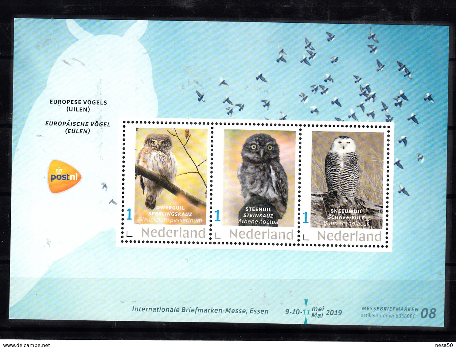 Nederland Persoonlijke Zegel PostNL Beurszegel 08, Europeesche Vogels, Bird, Uil, Owl - Ongebruikt