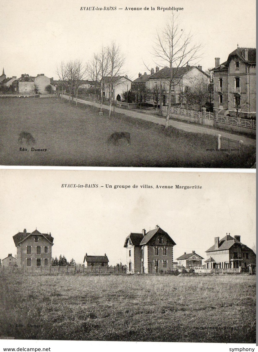 23. 2 CPA.  EVAUX LES BAINS.  Un Groupe De Villas, Avenue Marguerite, Et L'avenue De La République. - Evaux Les Bains