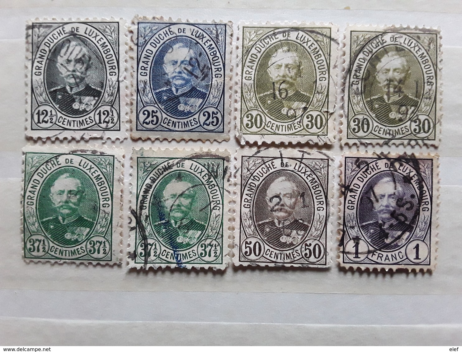 LUXEMBOURG 1891 Adolphe , 8 Timbres , Entre  Yvert 60 - 66 Avec Nuances , Obl Btb, Cote 24 Euros - 1891 Adolphe De Face