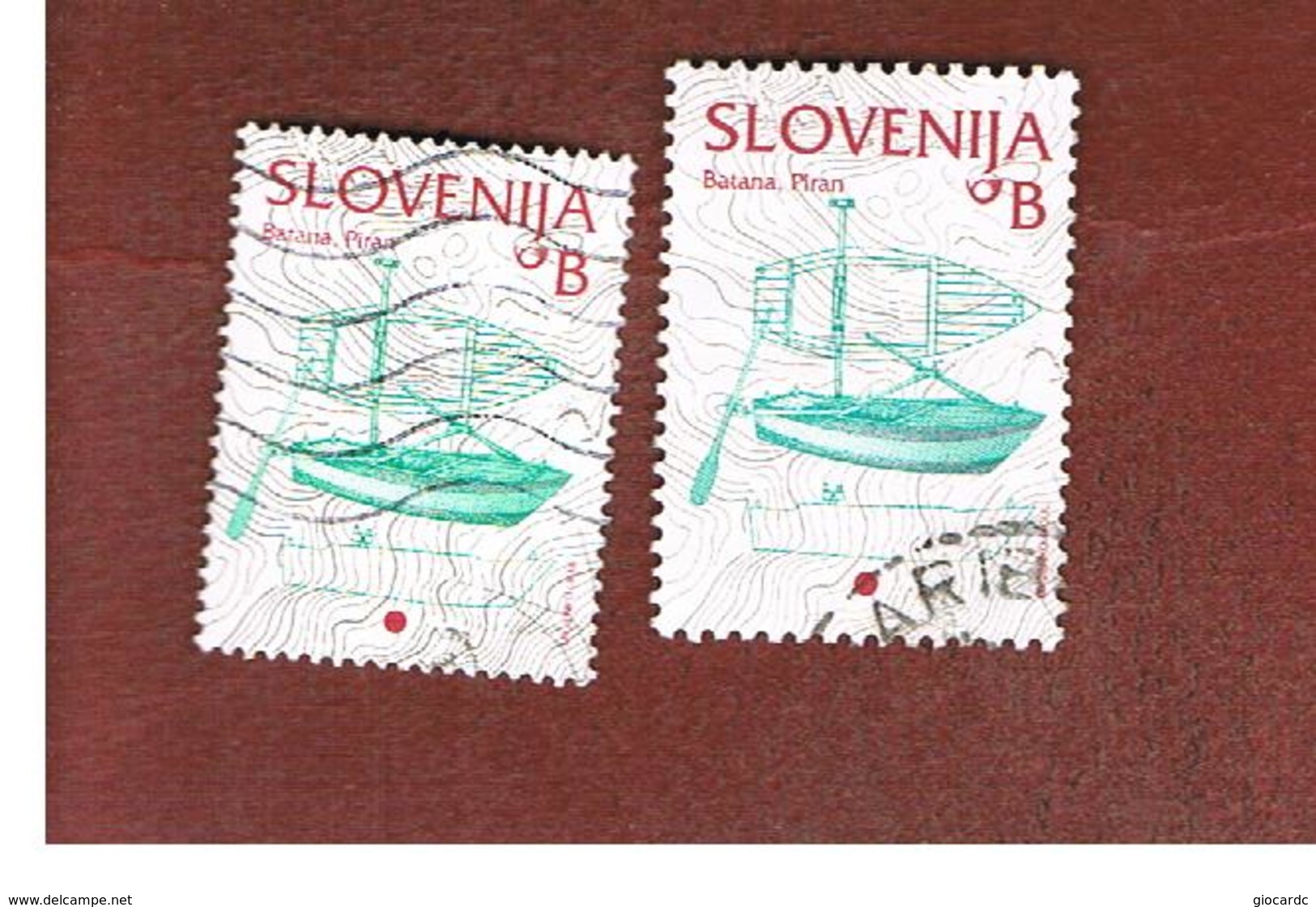 SLOVENIA - MI 444.512 -  2003.2005 CULTURAL HERITAGE: FISHING  BOAT (2 DIFFERENT DIMENSIONS & PERFORATIONS)  -   USED - Slovenia