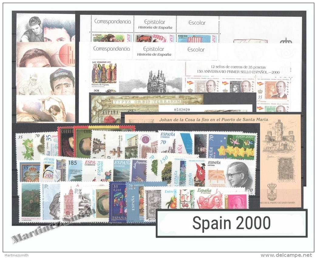 Complete Year Set Spain 2000 - 80 Values + 14 BF - Yv. 3254-3342/ Ed. 3687-3775, MNH - Ganze Jahrgänge