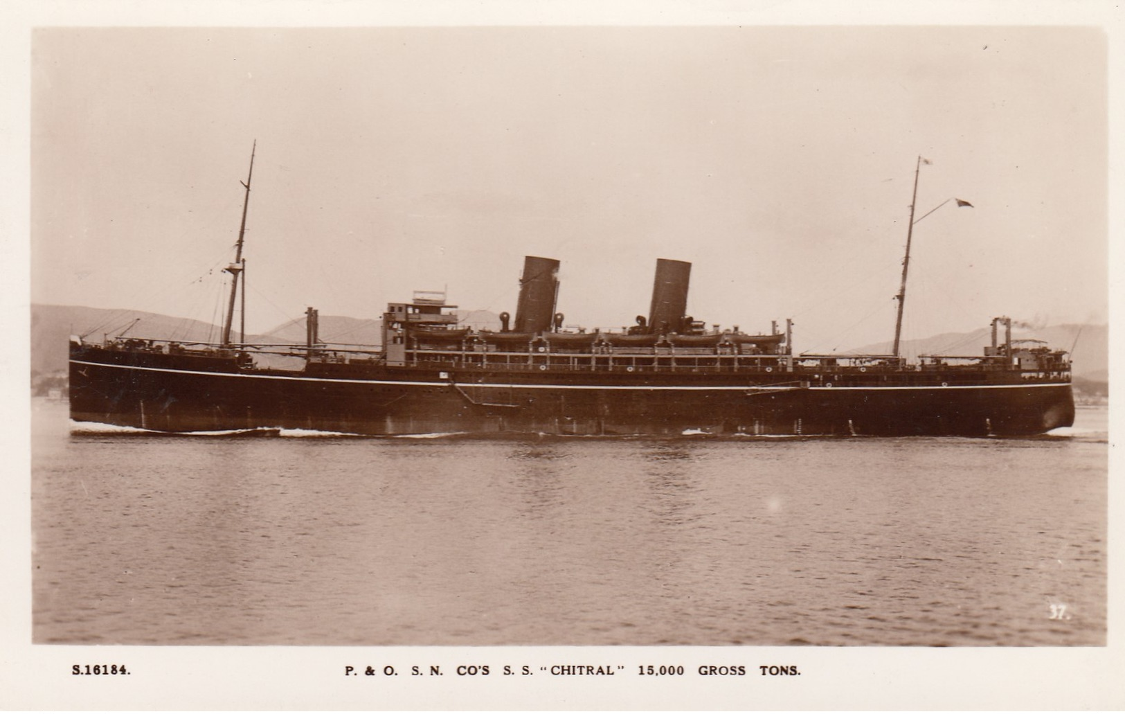 RP: Ocean Liner , P.&O. Co's S.S. "CHITRAL" , 15000 Gross Tons , 1910-30s - Piroscafi