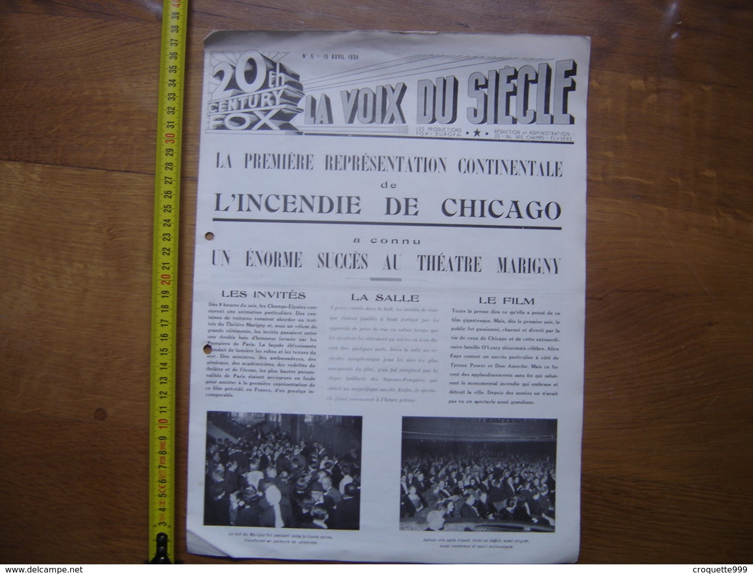 1938 LA VOIX DU SIECLE 20th Century Fox 5 CINEMA Epopee Chicago Shirley Temple - Collections