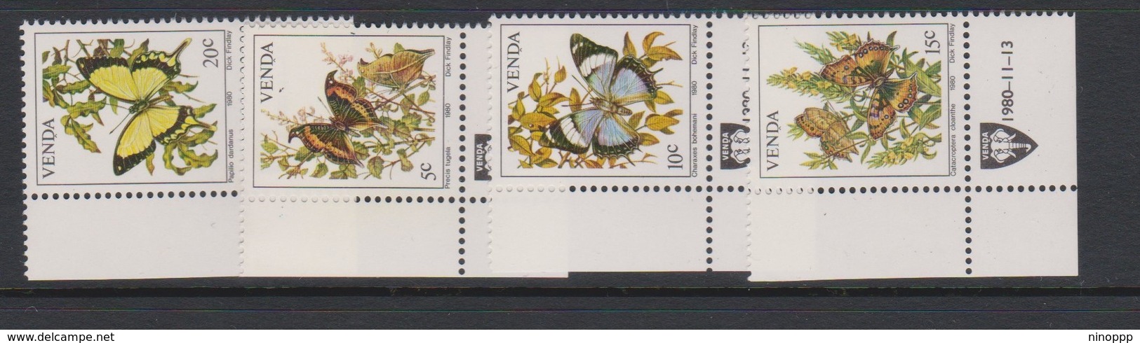 South Africa-Venda SG 34-38 1980 Butterflies, Mint Never Hinged - Venda