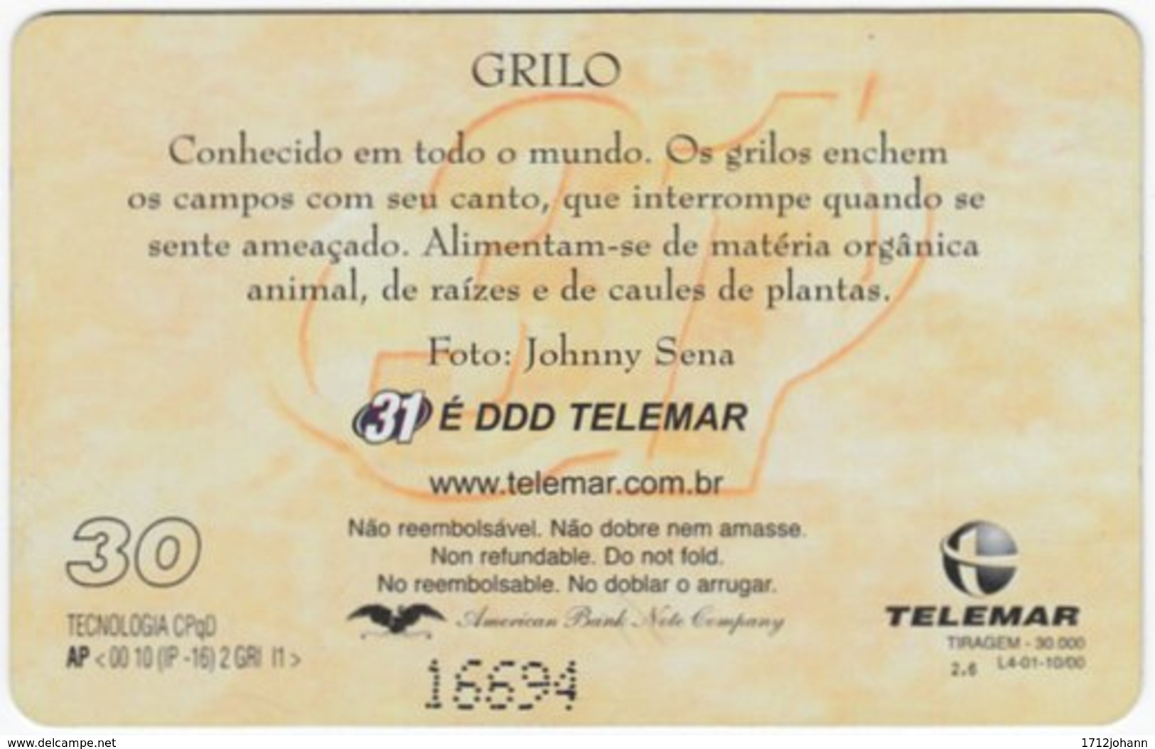 BRASIL I-004 Magnetic Telemar - Used - Brasilien