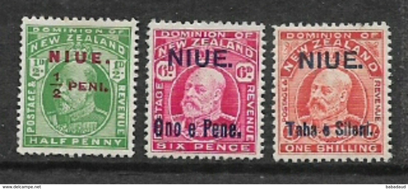 Niue, EVIIR, 1911, 1/2d, 6d, 1/=, MH * - Niue