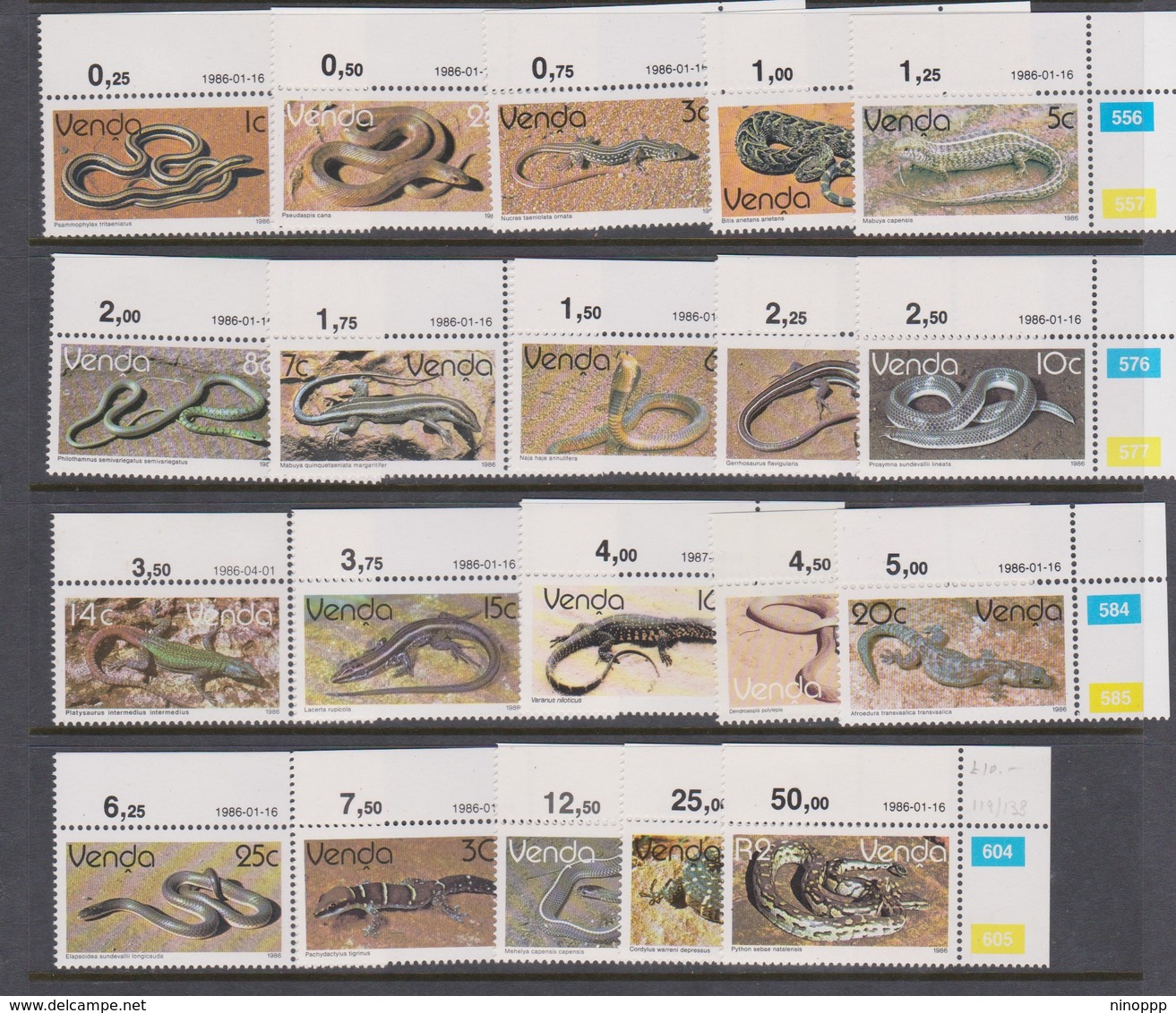 South Africa-Venda SG 119-138 1986 Reptiles, Mint Never Hinged - Venda