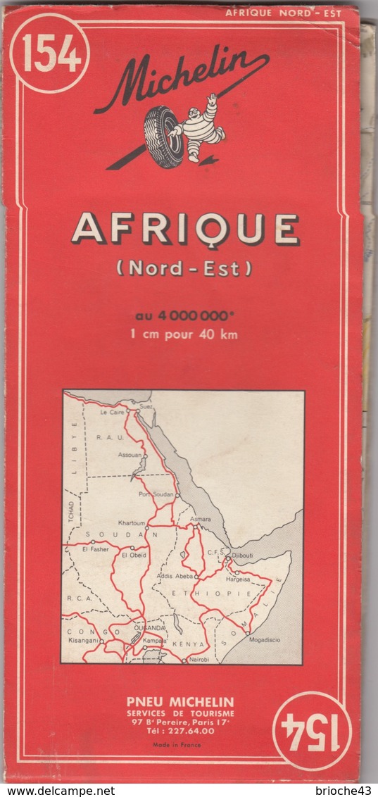 CARTE MICHELIN N° 154 AFRIQUE (NORD-EST)   1969 3e Ed/ TBS - Cartes Routières