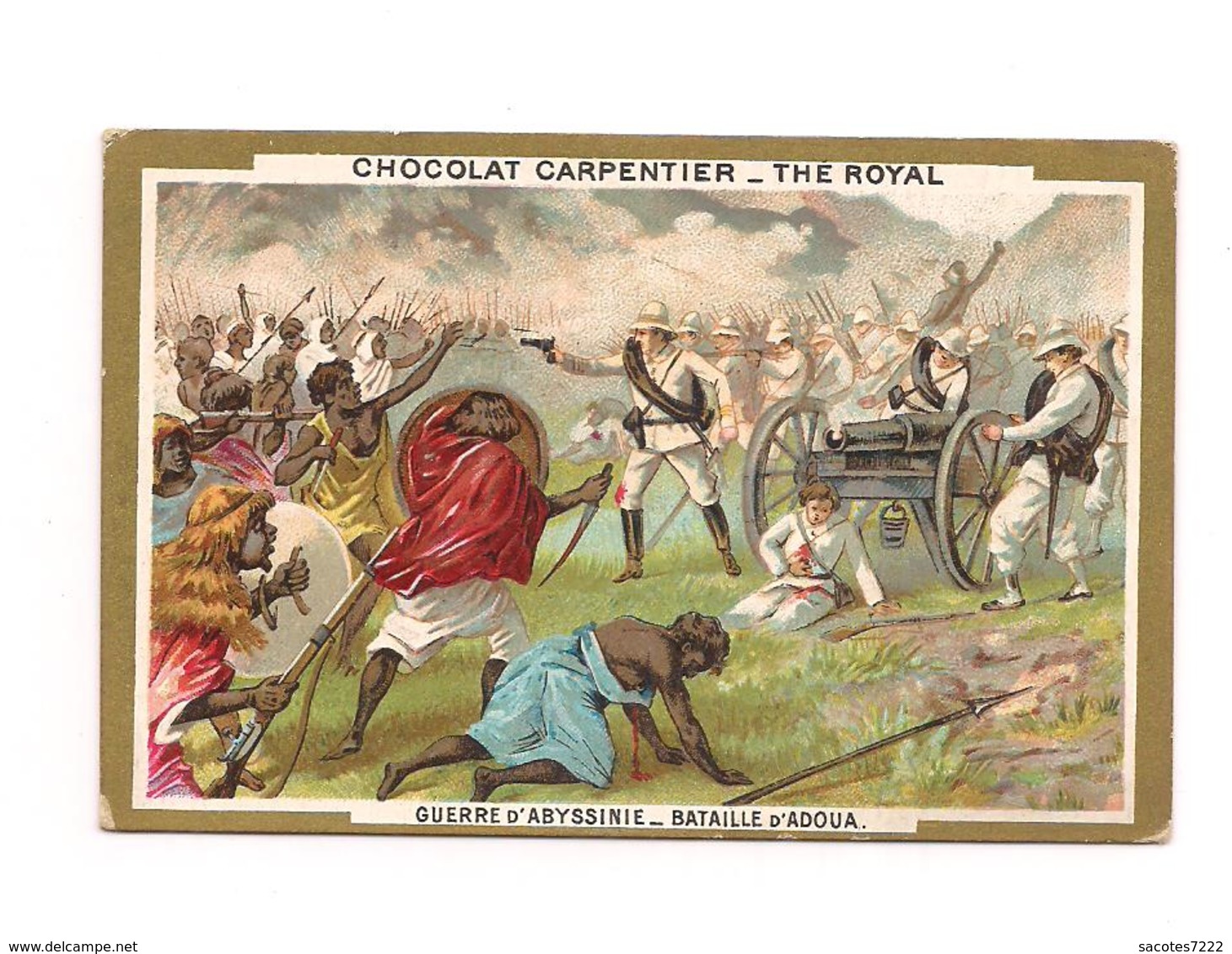 CHROMO GUERRE D'ABYSSINIE -  Bataille D'Adoua -- Chocolat CARPENTIER - Thé ROYAL - - Other & Unclassified