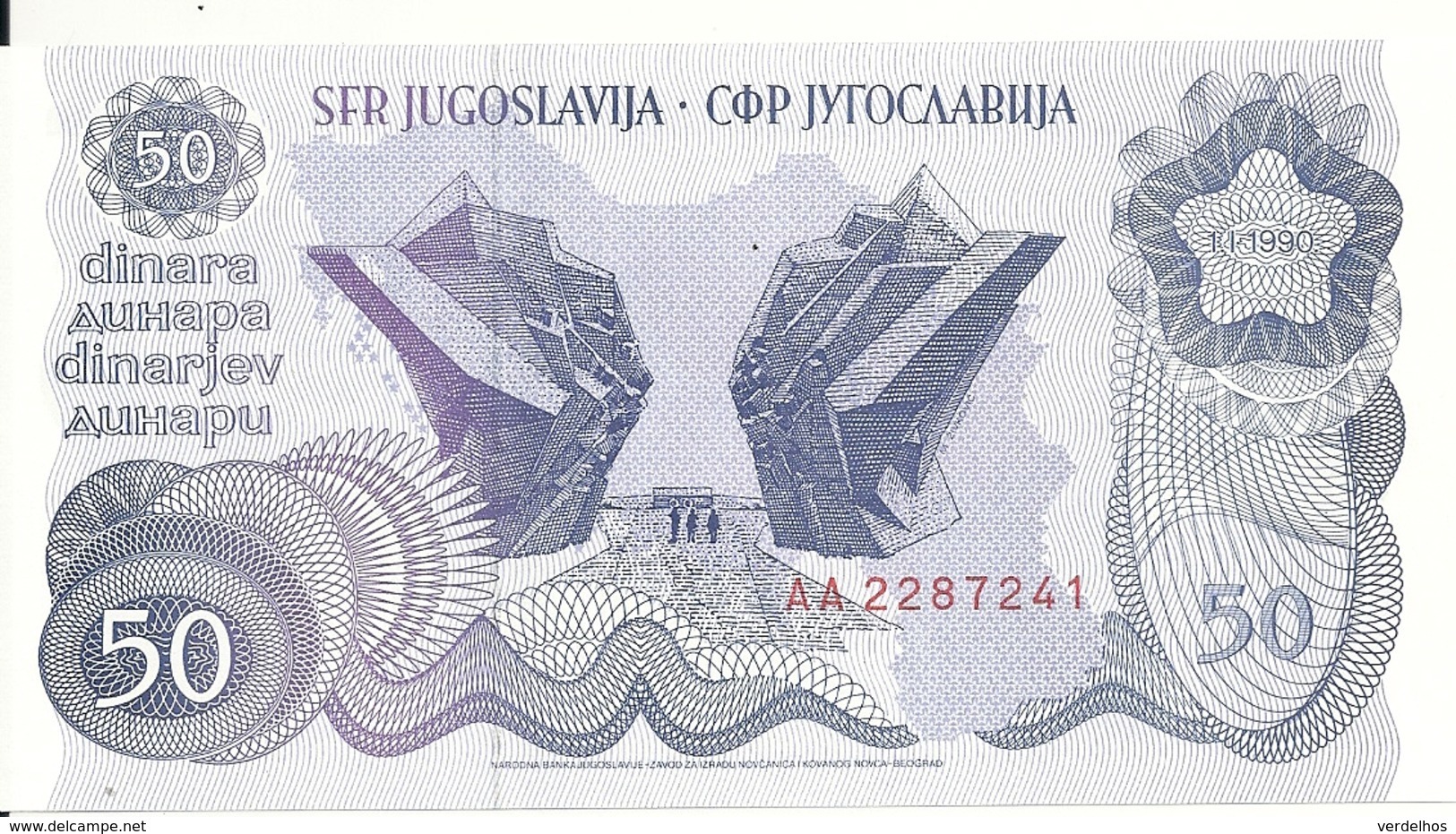 YOUGOSLAVIE 50 DINARA 1990 UNC P 101 - Yugoslavia